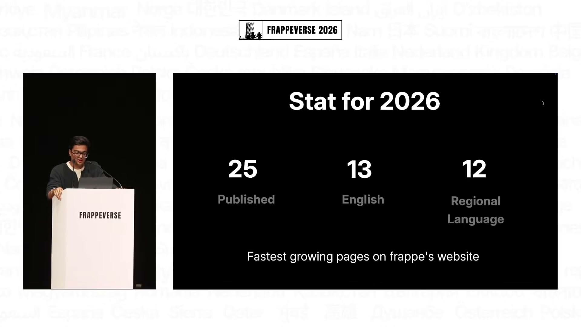 Frappe's regional ERPNext landing pages shown at Frappeverse Mumbai 2026