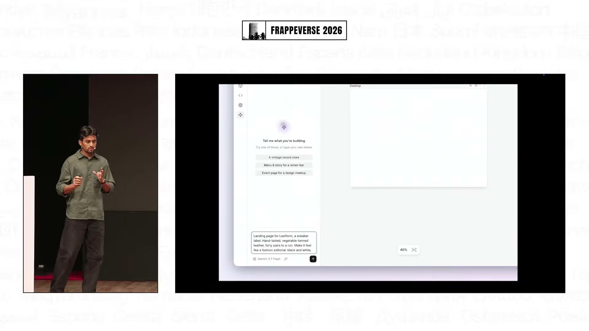 Suraj Shetty demonstrates the AI assistant inside Frappe Builder.