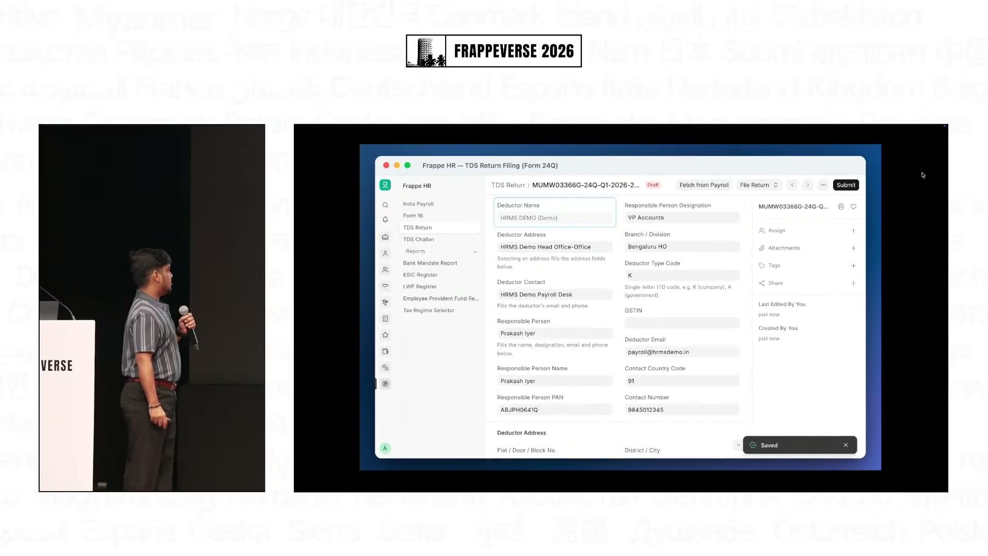 The India Payroll TDS filing flow runs through validation, file generation and submission.