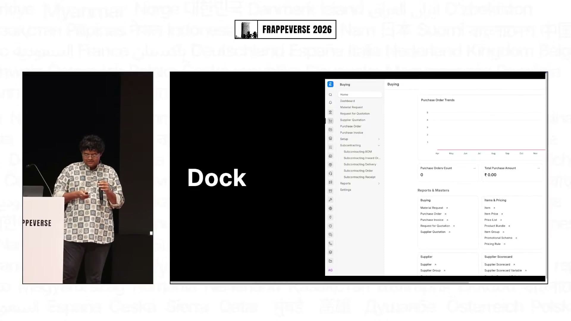 The Dock handles module navigation while the sidebar holds links within the current module.